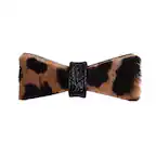Front. PoisePup - Cute Handmade Genuine Soft Full Grain Leather Dog Bow Tie - Leopard.