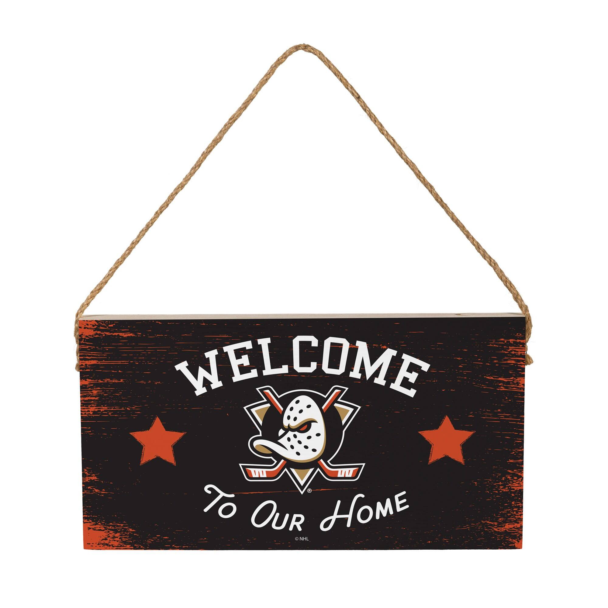 Anaheim Ducks 6" x 11" Welcome Home Wood Wall Sign with Rope Hanger