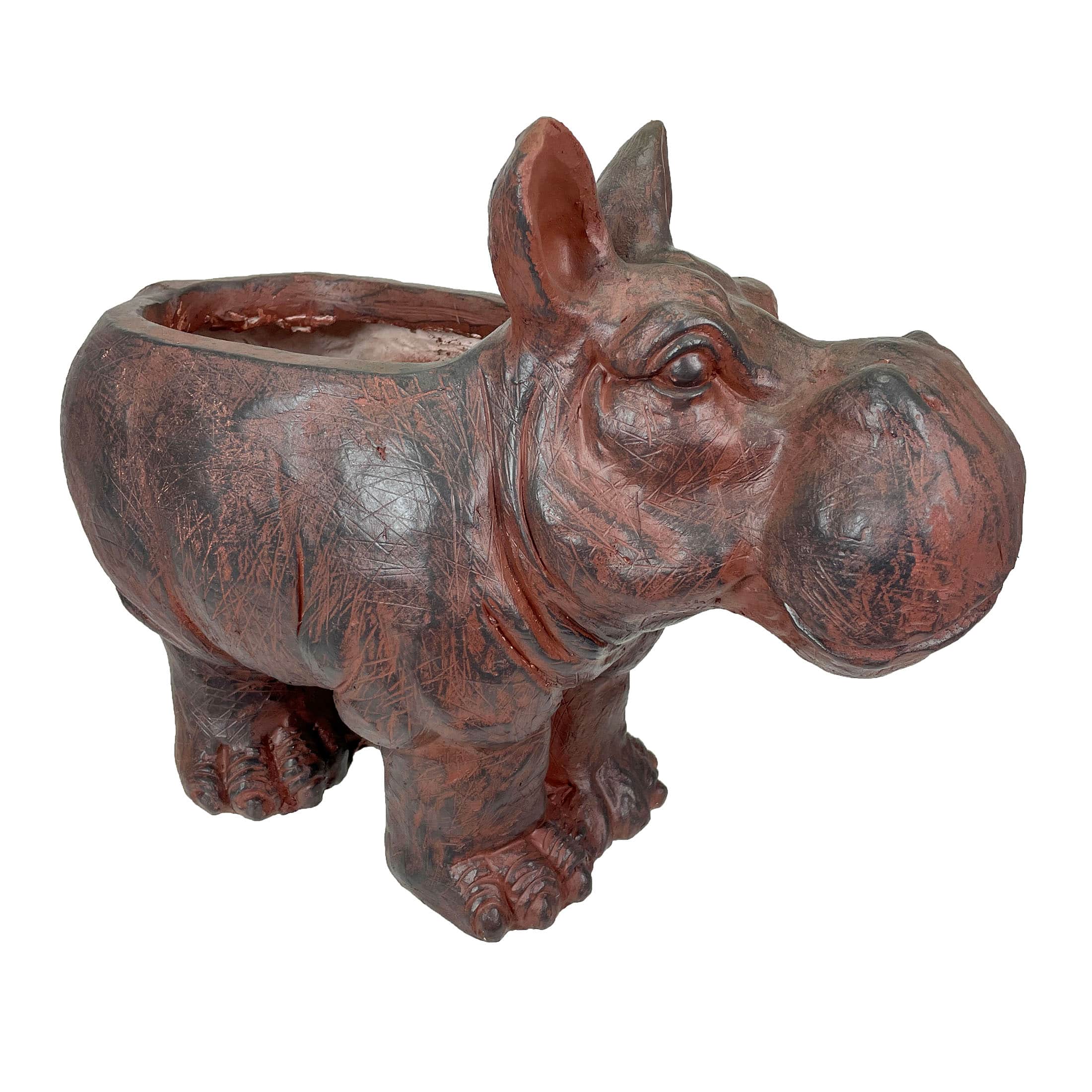 Zeckos - 17" Hippo MGO Planter, Durable Weatherproof Magnesium - Indoor/Outdoor - Brown