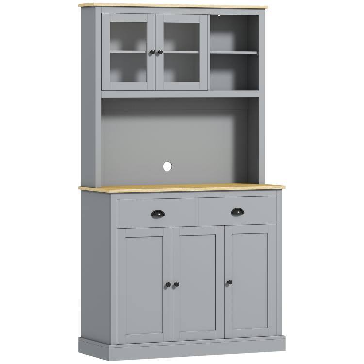 Alt View 10. PULUZ - Freestanding Kitchen Cabinet, 71 inch Tall Pantry Cabinet, Modern Hutch with Wide Countertop, Adjustable Shelves - Gray.
