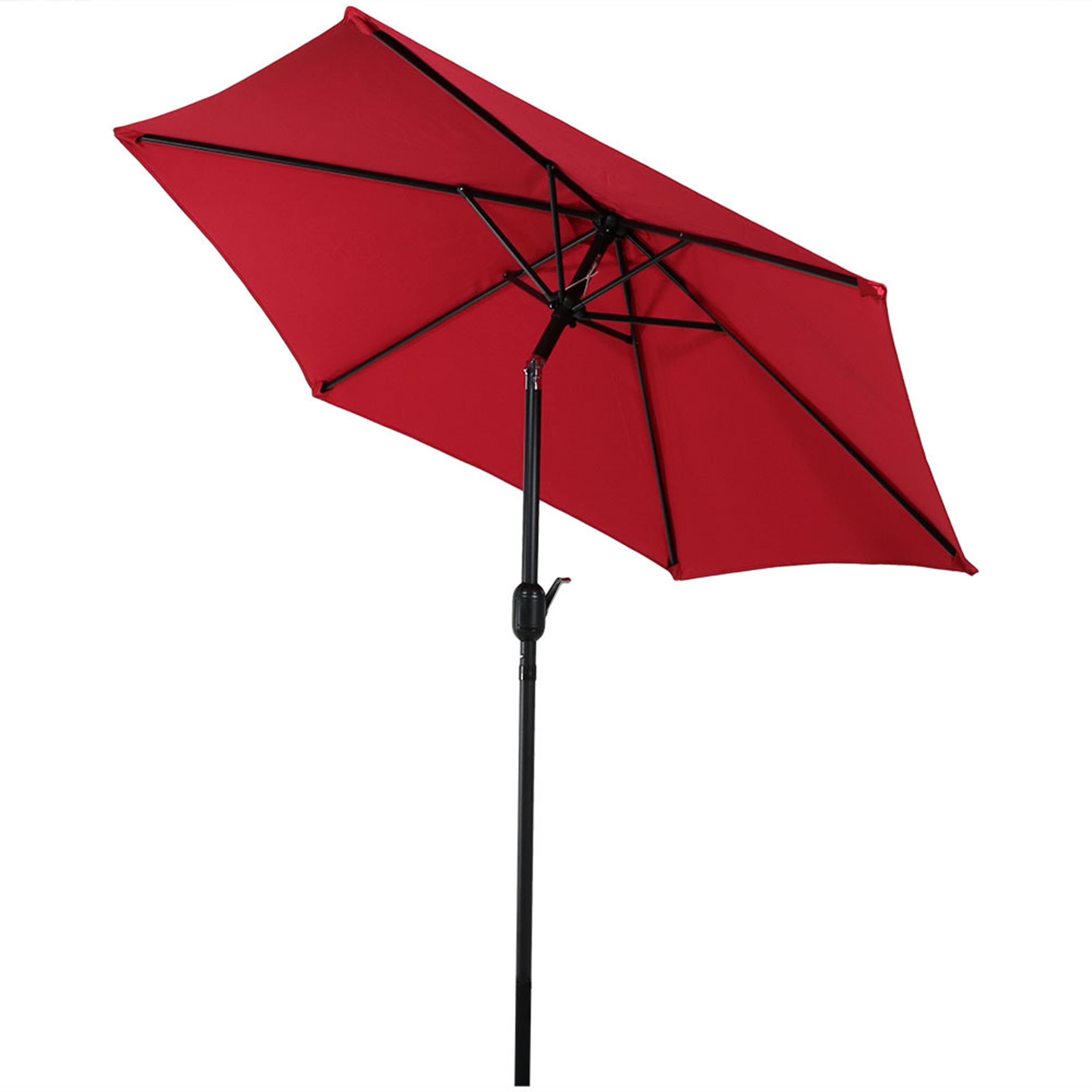 Alt View 9. Sunnydaze - 7.5 ft Aluminum Patio Umbrella with Tilt and Crank - Red.