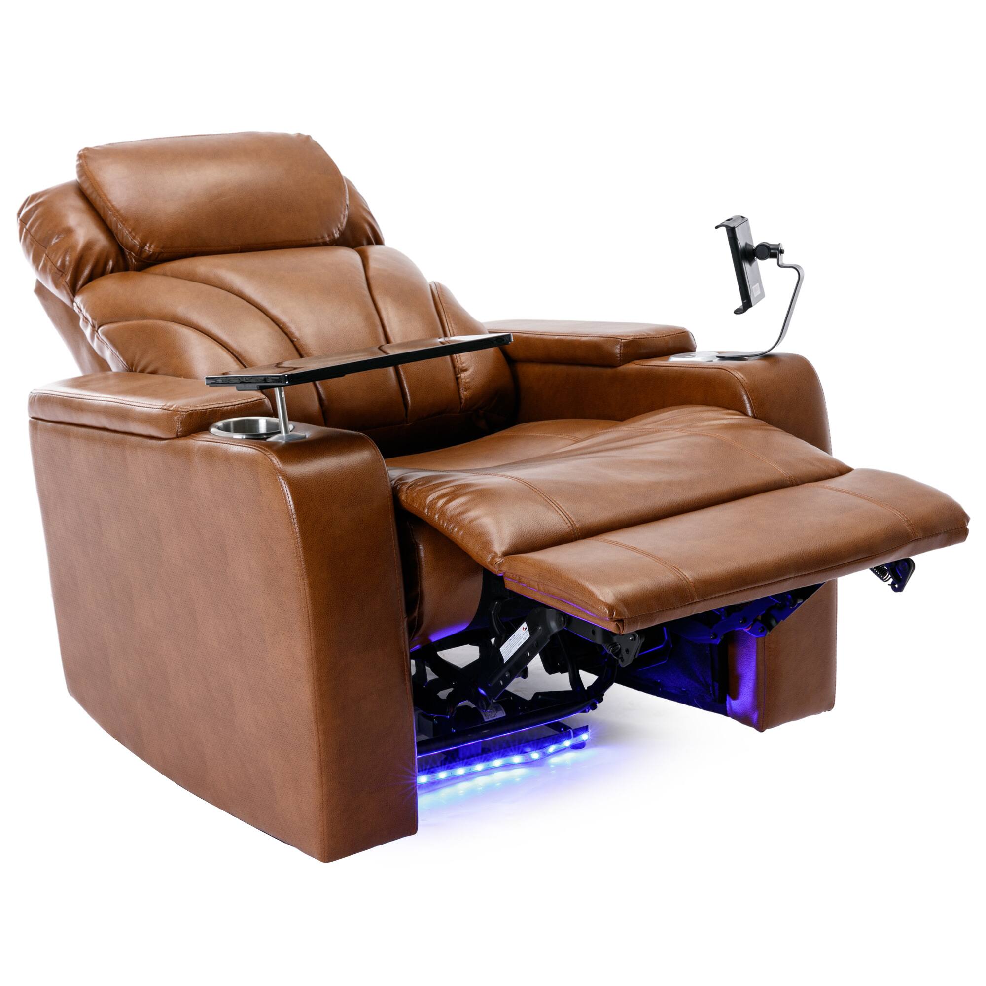 Alt View 8. APRILSOUL - Power Motion Recliner Electric Recliner with Usb Storage Cup Holder Bluetooth Speaker Light Brown - Gray.