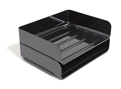 Alt View 2. TRU RED - Side Load Stackable Plastic Letter Tray, 2/Pack - Black.