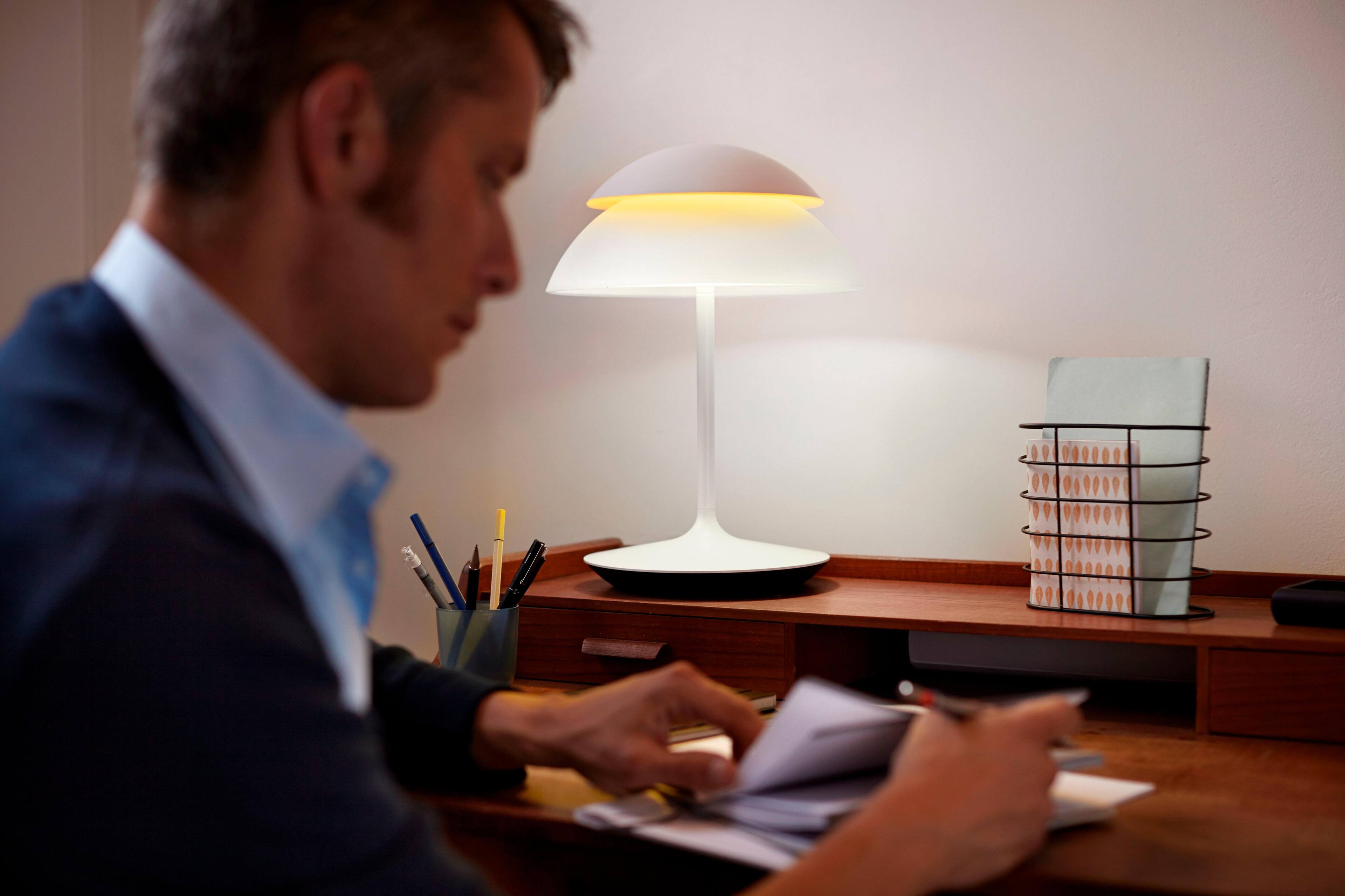 Alt View 13. Philips - Hue Beyond Dimmable LED Smart Table Lamp - White.
