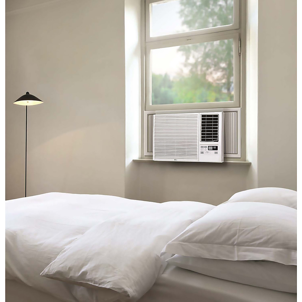 Left View: LG - 1420 Sq. Ft. Window Air Conditioner and 1420 Sq. Ft. Heater - White