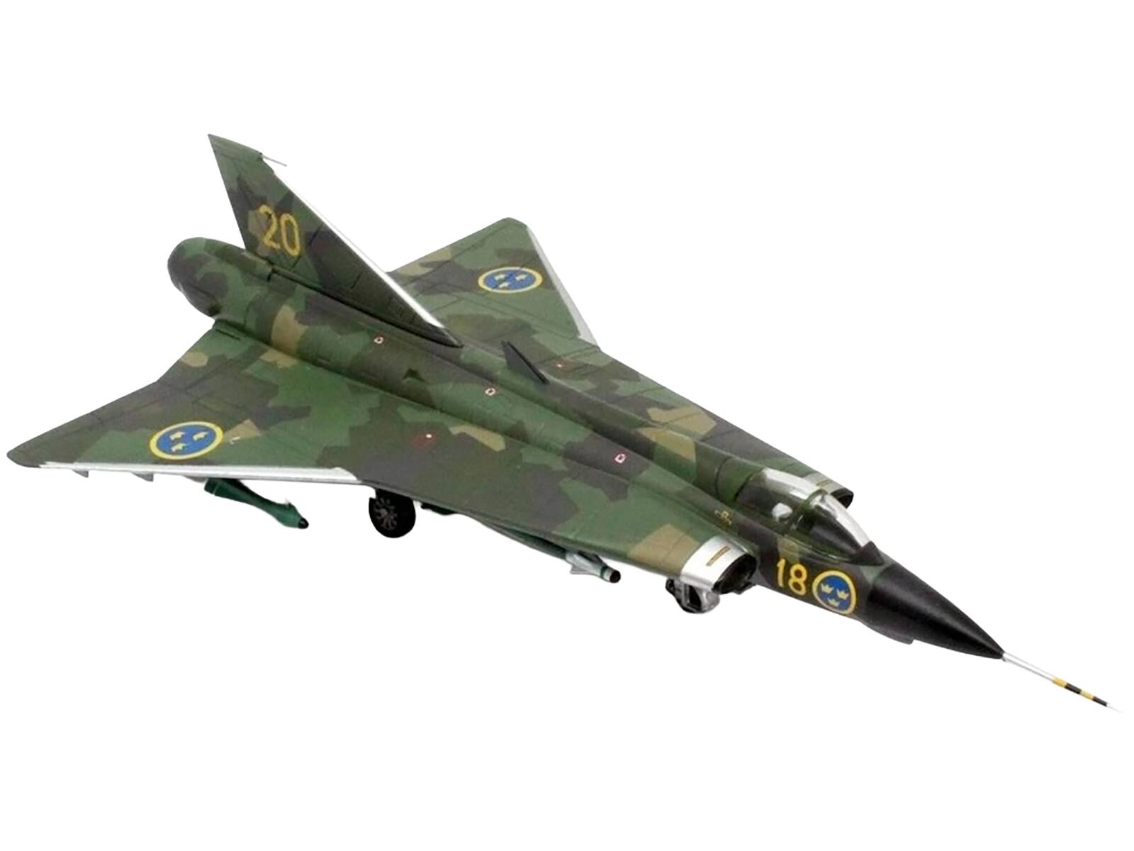 Alt View 3. Aviation 72 - Saab J35J Draken Fighter Aircraft "Splinter Camouflage Scheme" (1972) Swedish Air Force 1/72 Model by Aviation 72.