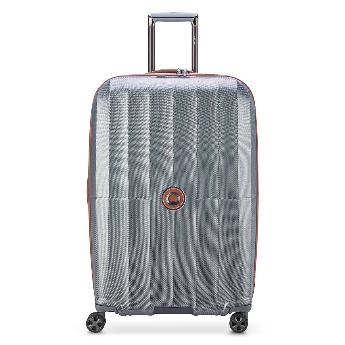 Front. Delsey - Delsey ST. Tropez Hardside Expandable Spinner Checked Luggage - 28" Large - Platinum.