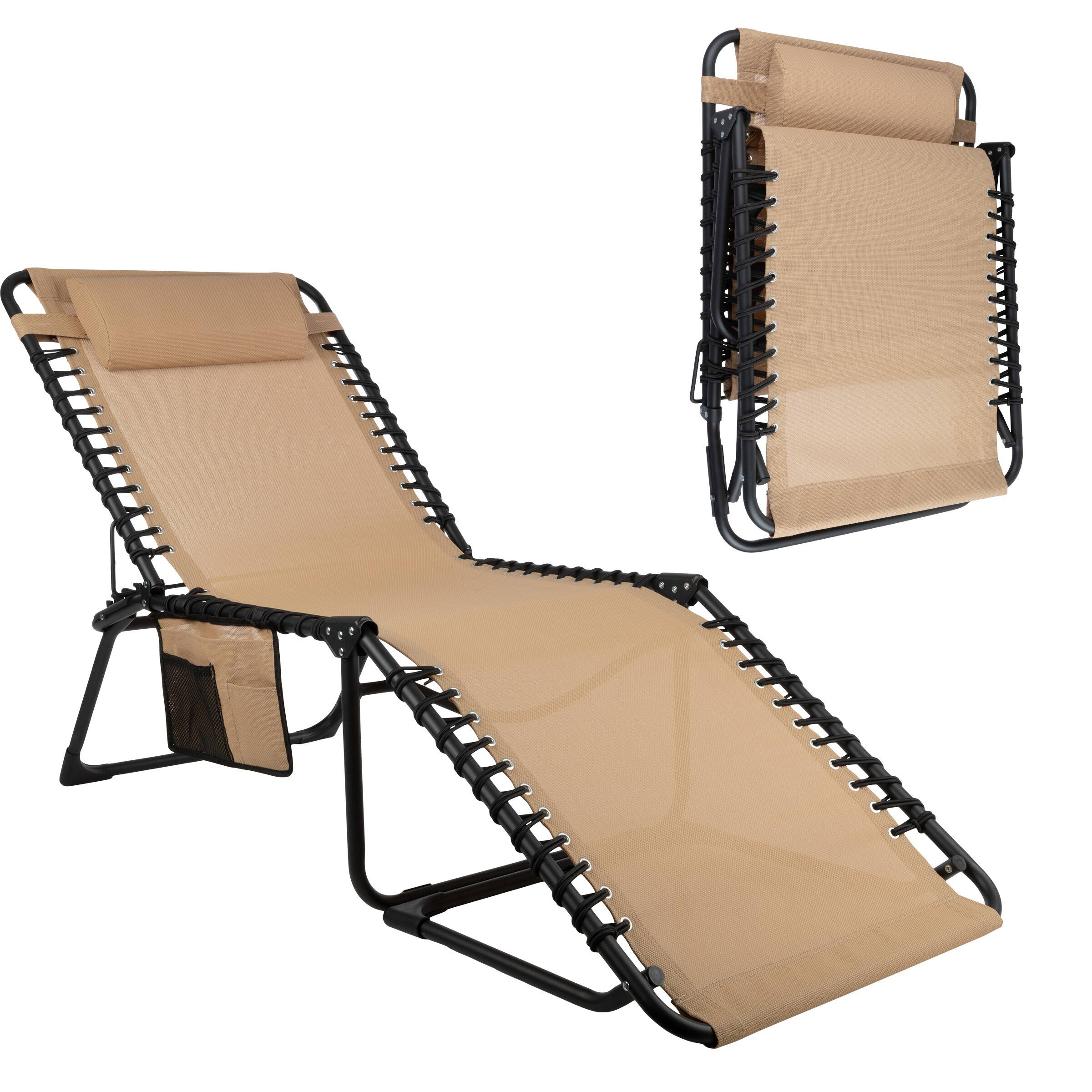 Front. Lavish Home - 3 Position Outdoor Lounge Chair - Beige.