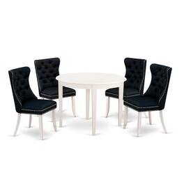 East West Furniture - 5 Piece Dining Table Set for Small Spaces - White