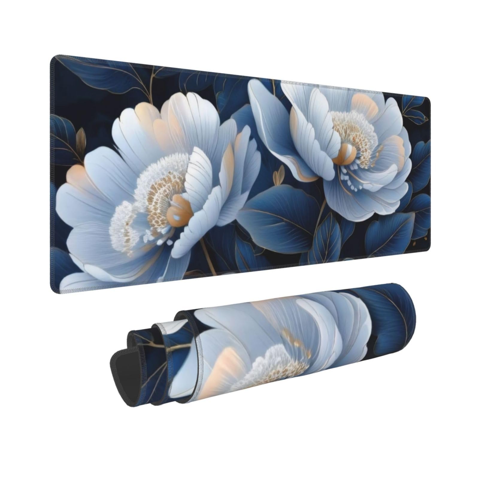Fabibe - Gaming Mouse Pad Large Non-slip Rubber Base Mousepad Mat Desk With Stitched Edges 31.5x11.8inch Art Bird Flower - Gorgeous Flowers