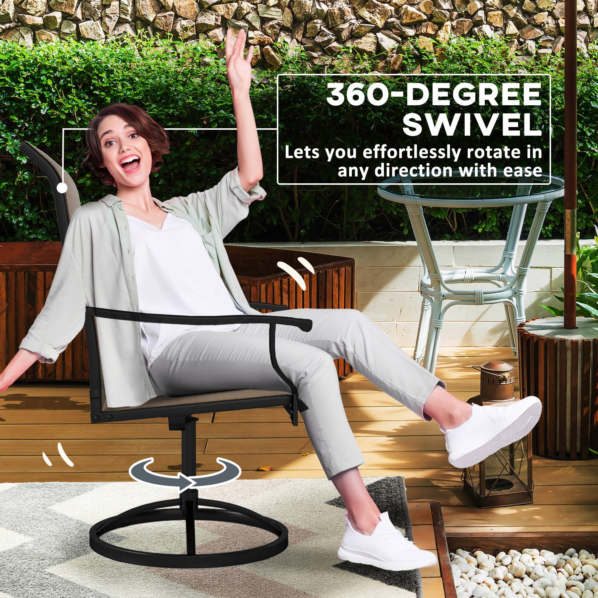 360-DEGREE SWIVEL
Lets you effortlessly rotate in any direction with ease