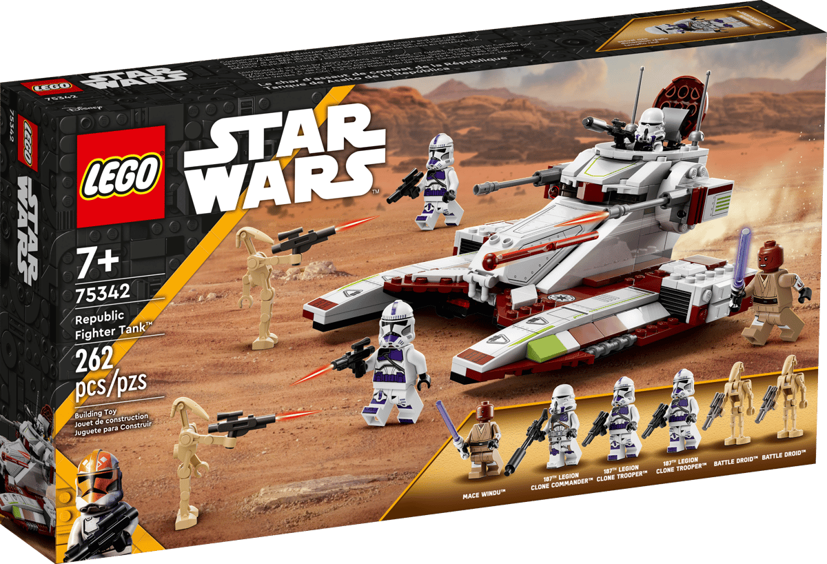 LEGO WARS de 5362 Disney 78342 STAR LEGO LEGO WARS TM WARS 7+ 75342 Republic Fighter Tank 262 pcs/pzs Building Toy de construction Jouet Construir Juguete para

MACE WINDU
BATTLE DROID 187TH LEGION BATTLE DROID 187 LEGION CLONE TROOPER 107 LEGION CLONE TROOPER CLONE COMMANDER