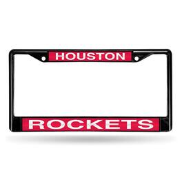 Rico Industries - Houston Rockets NBA Black Metal Laser Cut License Plate Frame - Multi
