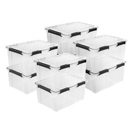 Sterilite - 80 Qt Gasket Box, Stackable Storage Container with Lids, Black, 8 Pack