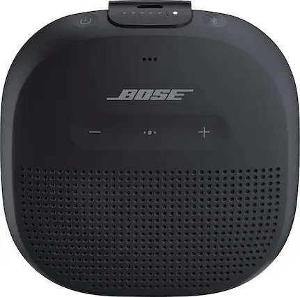 Front. Bose - SoundLink Micro Portable Bluetooth Speaker with Waterproof Design - Black.
