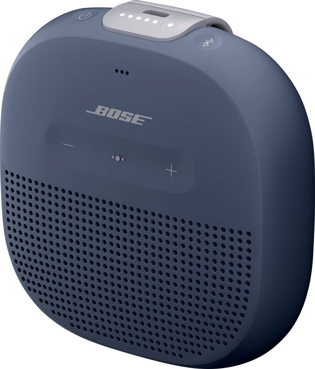 Left. Bose - SoundLink Micro Portable Bluetooth Speaker with Waterproof Design - Blue.