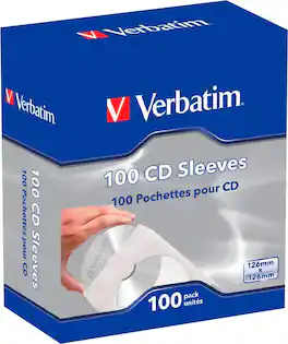 Verbatim - CD/DVD Paper Sleeves with Clear Window (100-Pack) - White