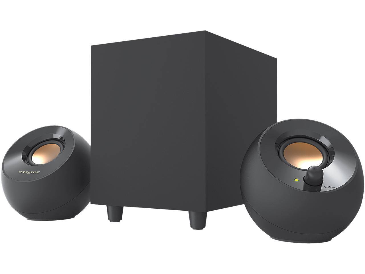 Front. Creative Labs - Creative Pebble Plus 2.1 USB Speakers with Subwoofer, 8W RMS for PC/Laptop (Black) - Black.