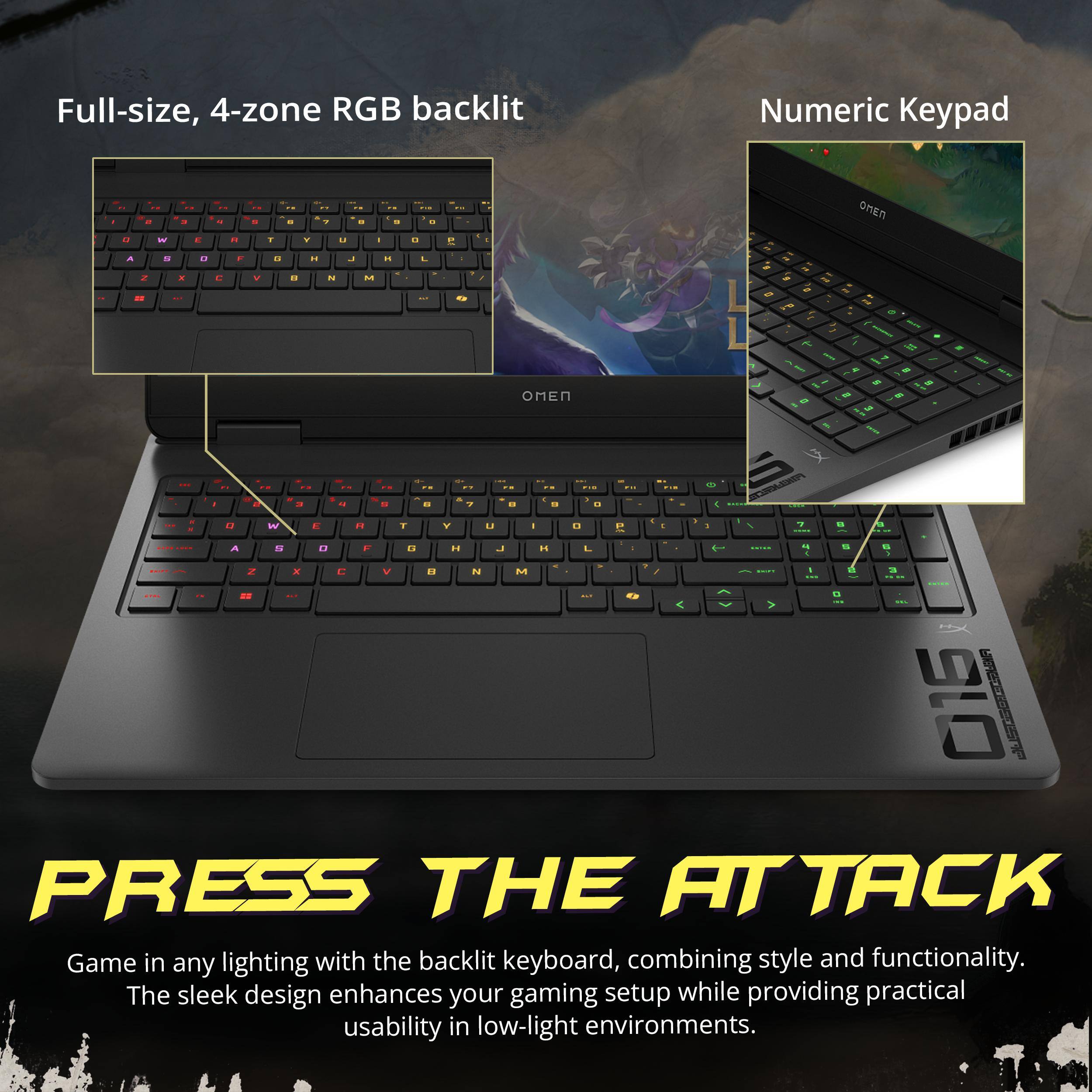 Full-size, 4-zone RGB backlit Numeric Keypad

Game in any lighting with the backlit keyboard, combining style and functionality. The sleek design enhances your gaming setup while providing practical usability in low-light environments.