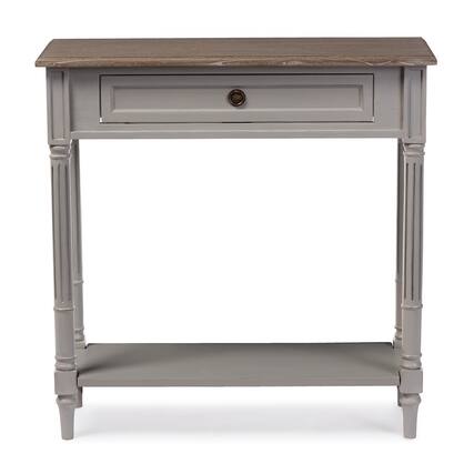 Front. Baxton Studio - Edouard French Provincial Style Distressed Two-tone 1-drawer Console Table - White/Light Brown.