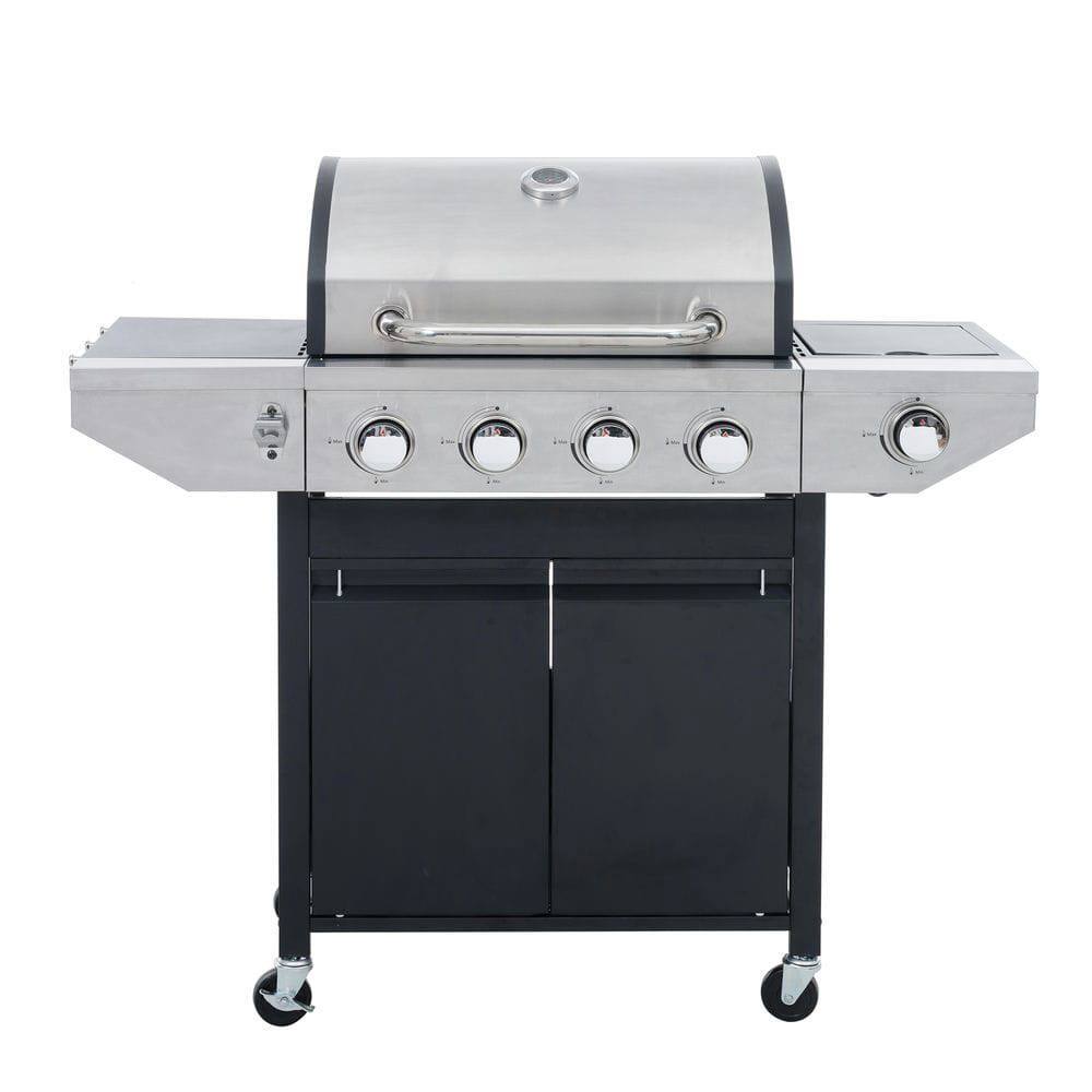Alt View 4. Resenkos - Propane Grill 4 Burner Barbecue Grill Stainless Steel Gas Grill with Side Burner, 46,500 BTU Outdoor Cooking, Silver.