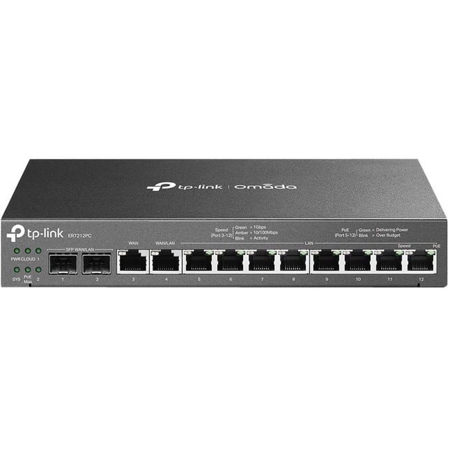 TP-Link - ER7212PC - Omada PoE Switch & Controller 3-in-1 Gigabit VPN Router - Up to 4 WAN - 8 PoE+ LAN Port @ 110W - Unknown