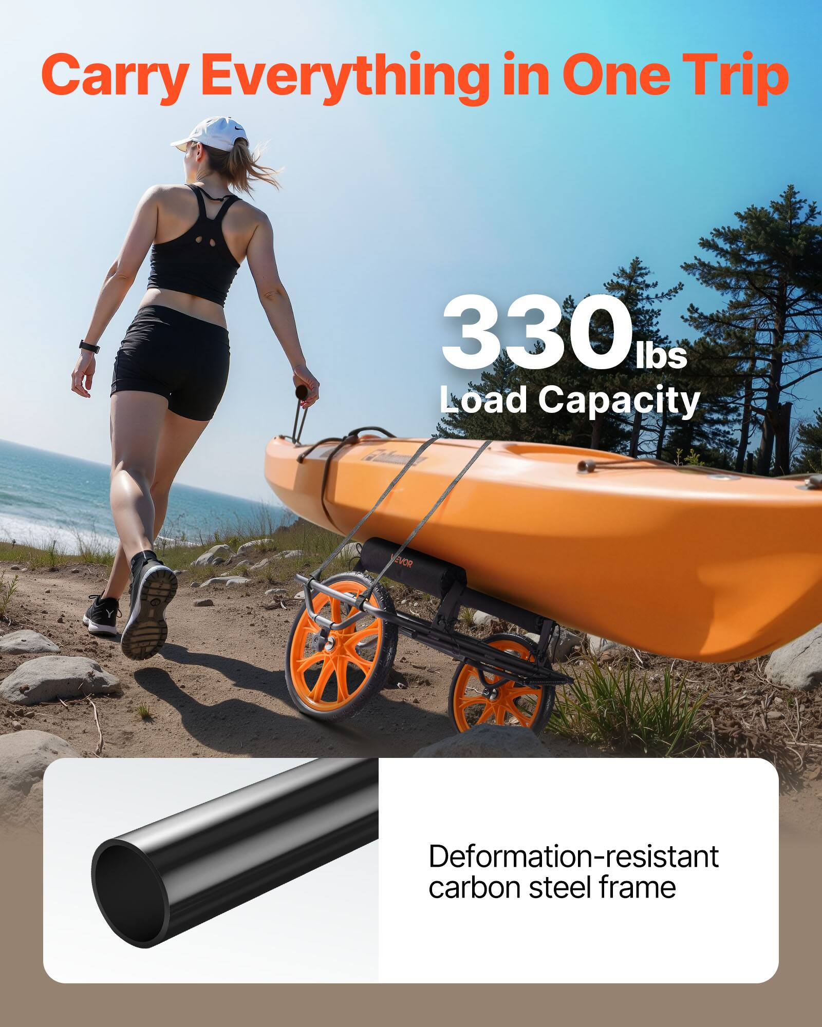 Carry Everything in One Trip

330 lbs Load Capacity

Deformation-resistant carbon steel frame