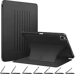 Fintie - Magnetic Stand Case for iPad Pro 12.9 6th/5th/4th/3rd Generation Soft TPU Back Cover Multiple Viewing Angles Sleep/Wake - Black