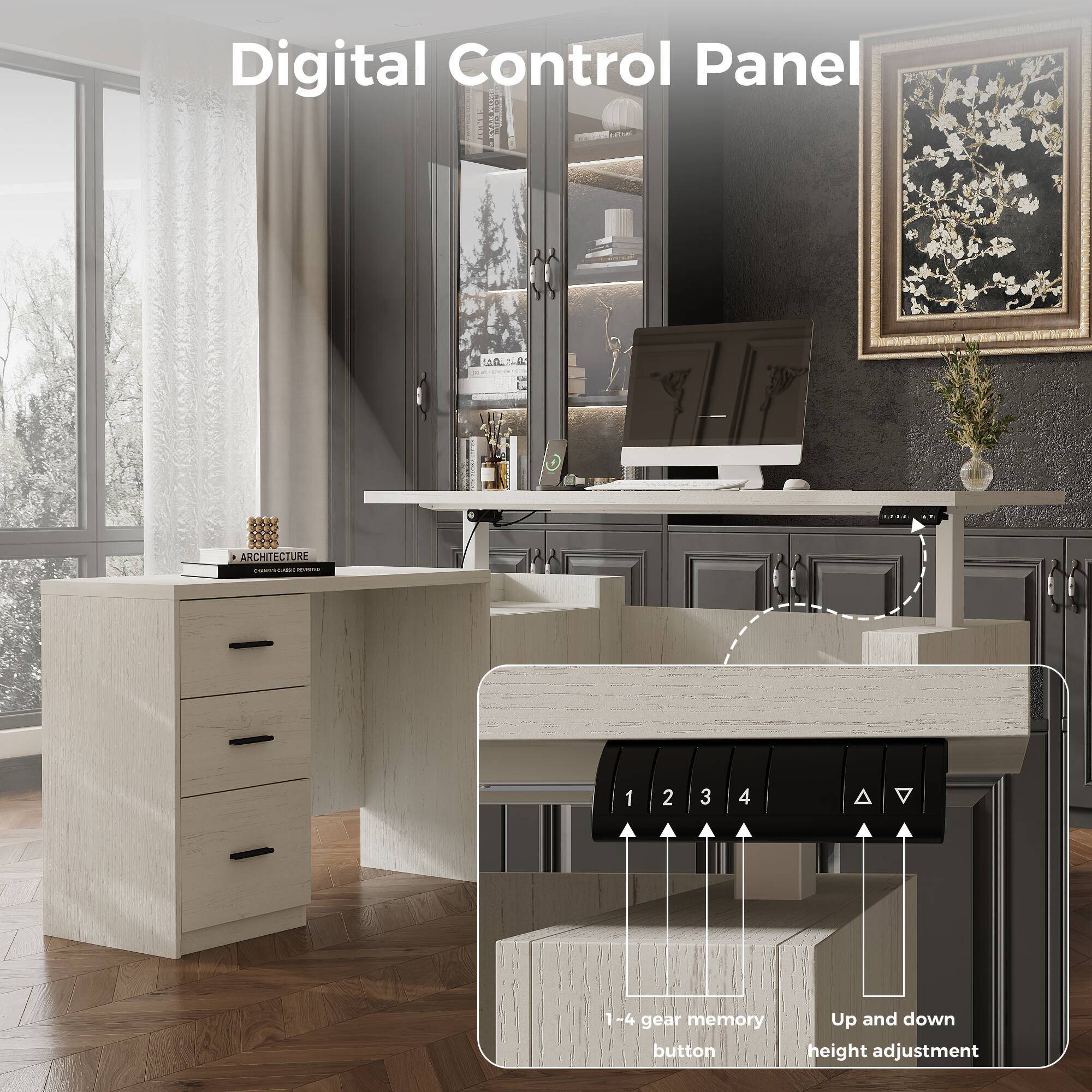 Digital Control Panel

1-4 gear memory button  
Up and down height adjustment