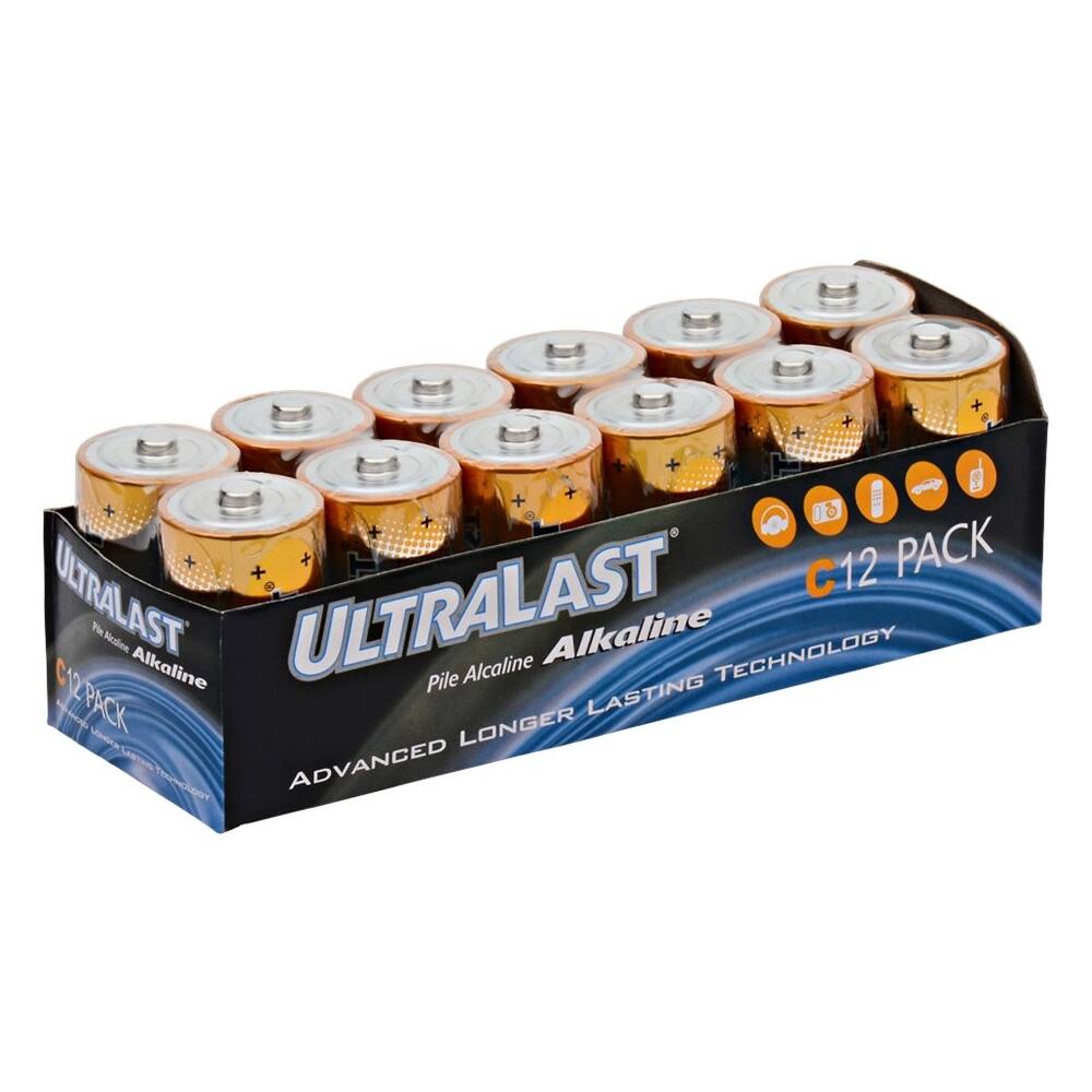 UltraLast - C Batteries (12-Pack) - Larger Front