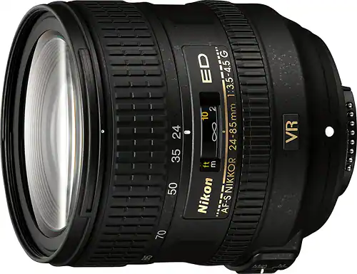 Front. Nikon - AF-S NIKKOR 24-85mm f/3.5-4.5G ED VR Standard Zoom Lens - Black.