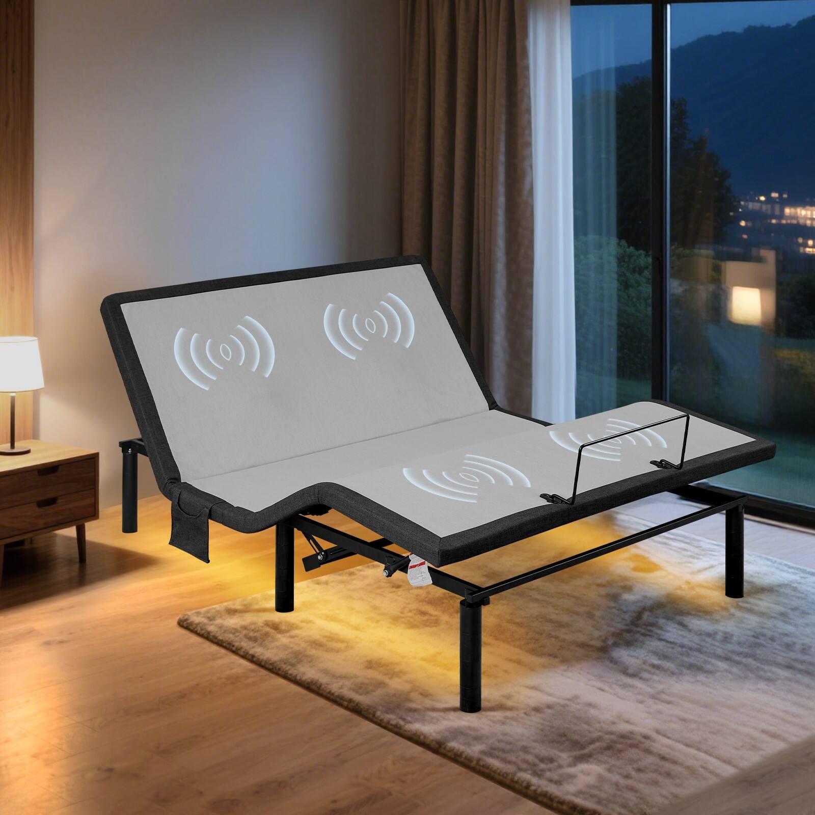 Alt View 8. Ecooso - Queen Size Electric Adjustable Bed Frame with Zero Gravity, Head and Foot Incline, Wireless Remote, Massage, USB Ports - Grey.