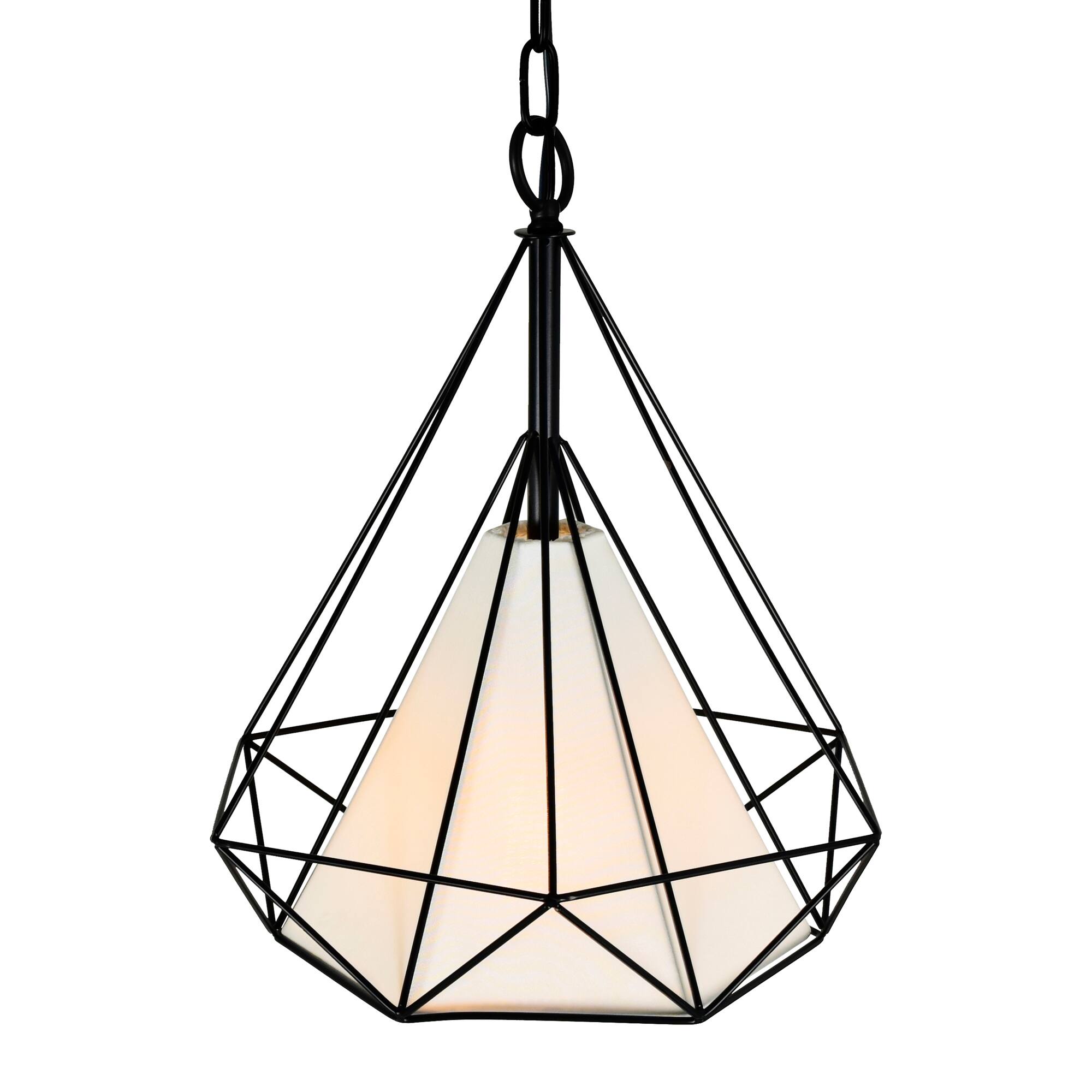 Left. CWI Lighting - Diamond 1 Light Down Pendant With Black Finish - Black.
