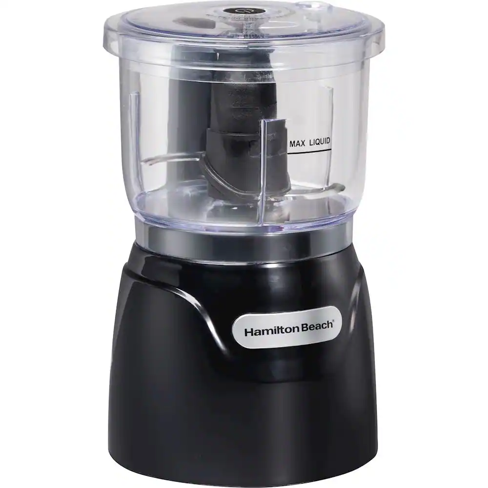 Front. Hamilton Beach - Stack & Press 3-Cup Food Chopper - Black.