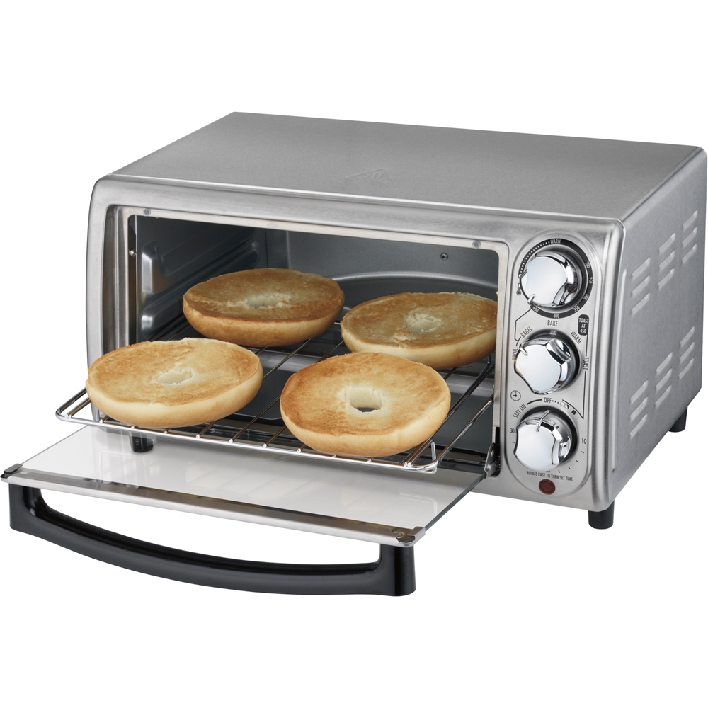Angle View: Hamilton Beach - 6-Slice Toaster Oven - Stainless steel