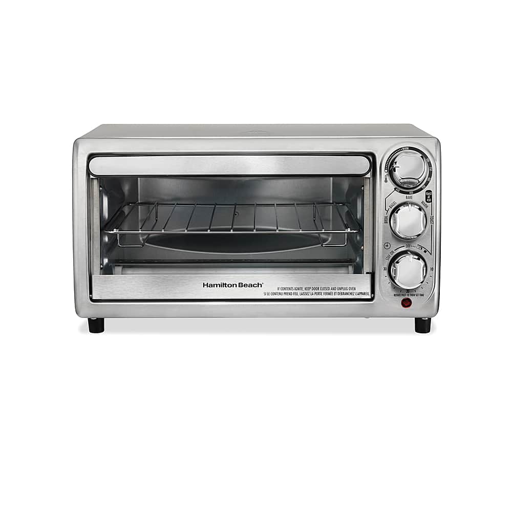 Front. Hamilton Beach - 4-Slice Toaster Oven - Stainless Steel.