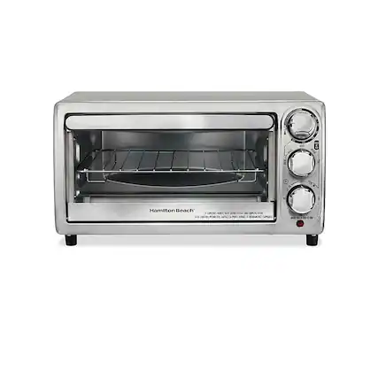 Front. Hamilton Beach - 4-Slice Toaster Oven - Stainless Steel.