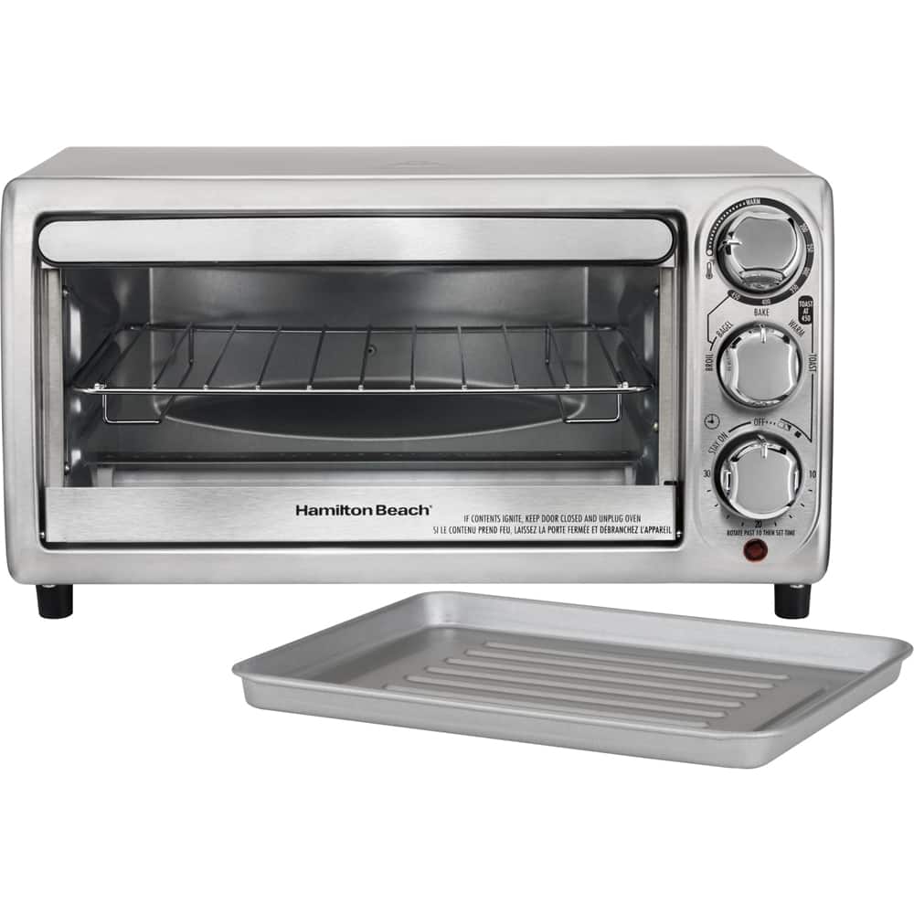 Alt View 11. Hamilton Beach - 4-Slice Toaster Oven - Stainless Steel.