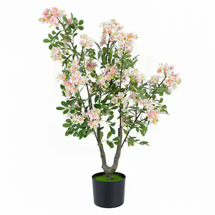 Front. Boyel Living - 36" Set of 1 Artificial Impatiens Tree with Mini Fruits and Silk Flowers-Pink - Pink.