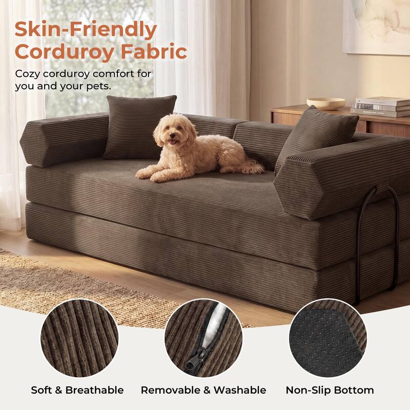 Skin-Friendly Corduroy Fabric  
Cozy corduroy comfort for you and your pets.  

Soft & Breathable  
Removable & Washable  
Non-Slip Bottom