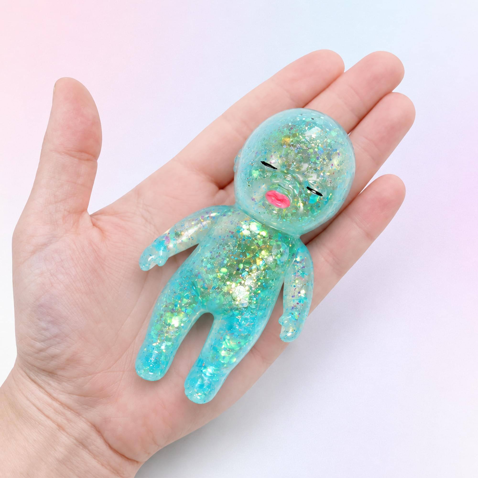 Alt View 10. Puka Creations - Squishy Glitter Baby 4-Inch Stress Reliever | Blue - Blue.