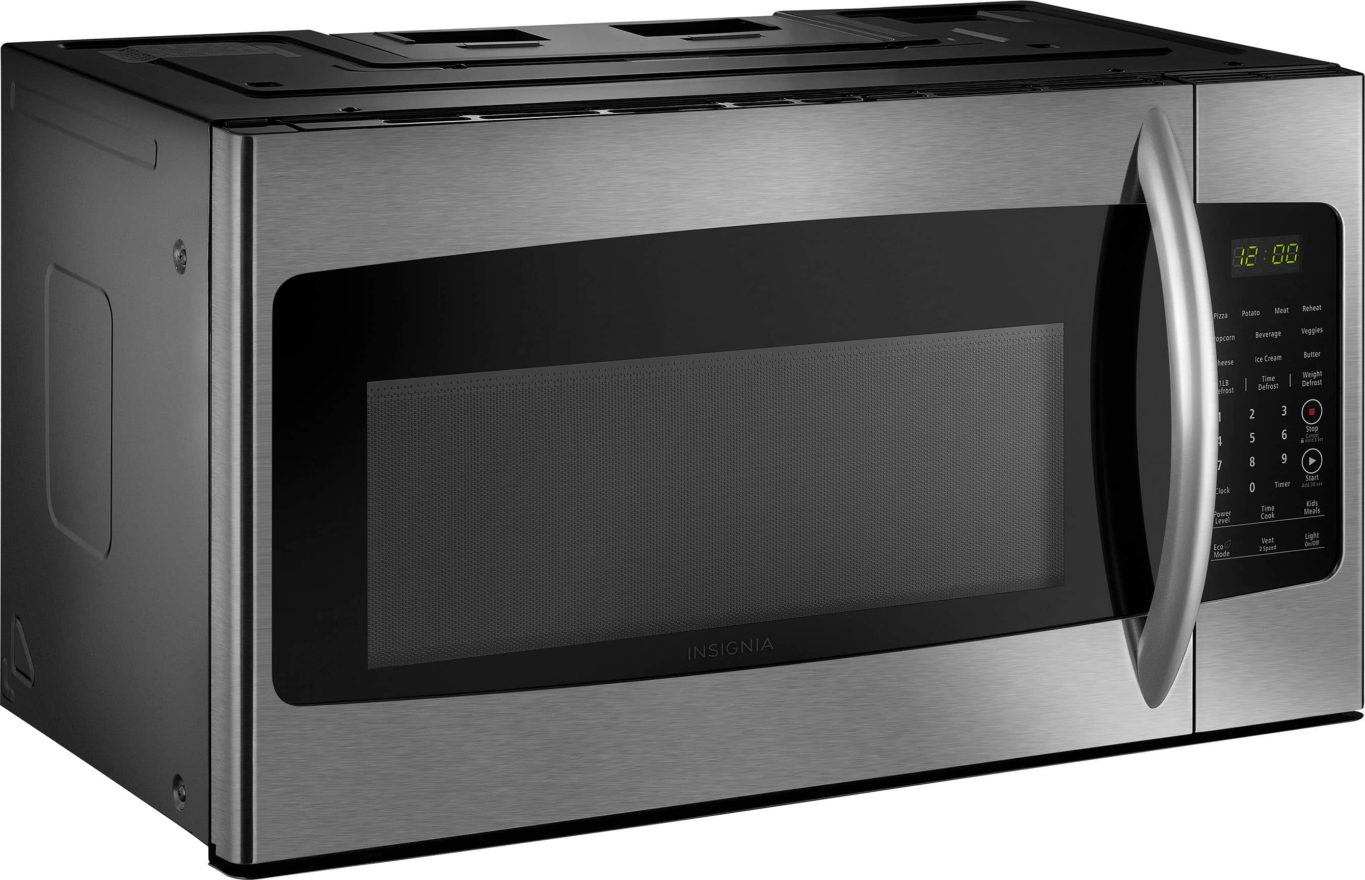 Angle View: Insignia™ - 1.6 Cu. Ft. Over-the-Range Microwave - Stainless steel