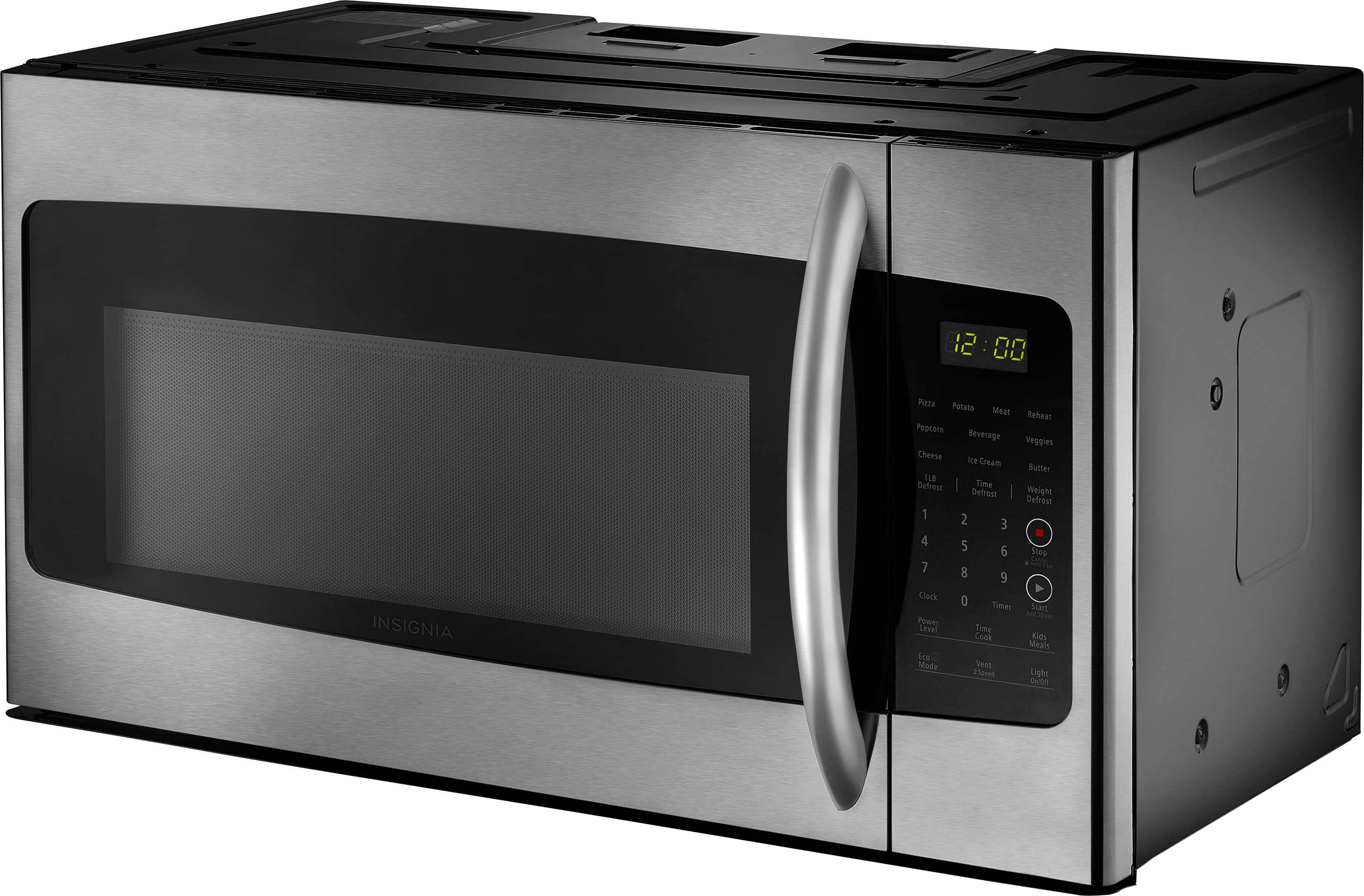 Left. Insignia™ - 1.6 Cu. Ft. Over-the-Range Microwave - Stainless Steel.