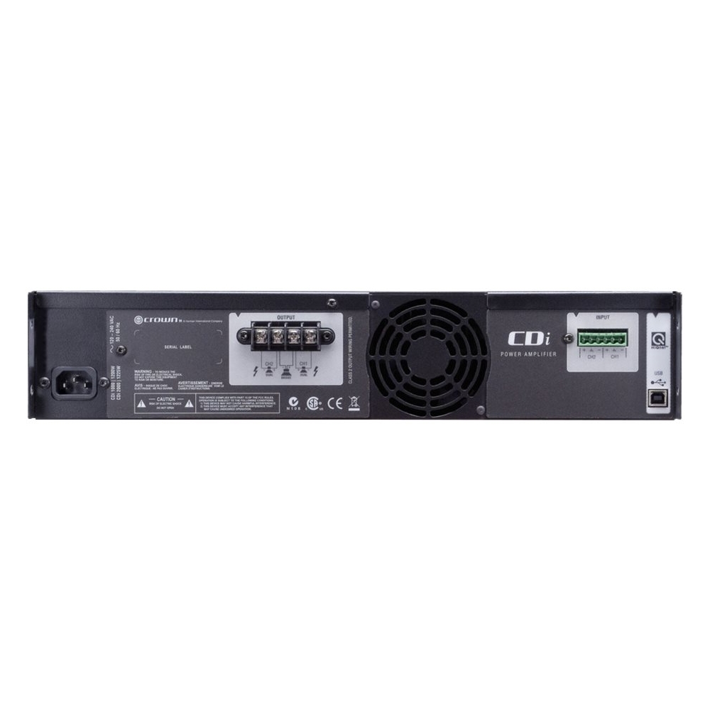 Back View: Crown - CDi 1400W 2.0-Ch. Power Amplifier - Silver/Black