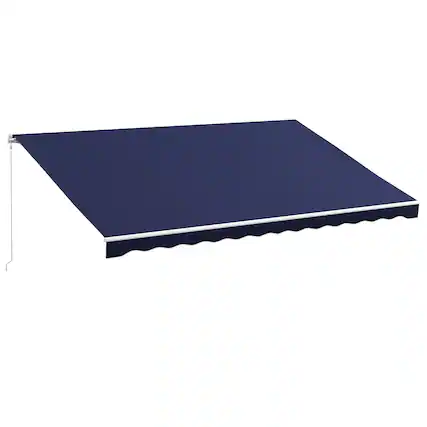Front. Outsunny - Electric Retractable Awning Sunshade Shelter with Remote Controller & Crank Handle for Deck Balcony Yard - Dark Blue.