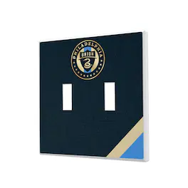 Keyscaper - Philadelphia Union Diagonal Stripe Design Double Toggle Lightswitch Plate - Multicolor