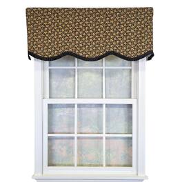 RLF Home - 100% Cotton Flemington Provance Fully lined Windows Rod Pocket Valance 50" x 15" - Black