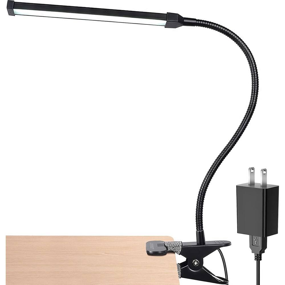 PARKER SLATER - 5W LED clip-on reading light with gooseneck, adjustable color temperature, ideal for bedtime reading or piano - Black