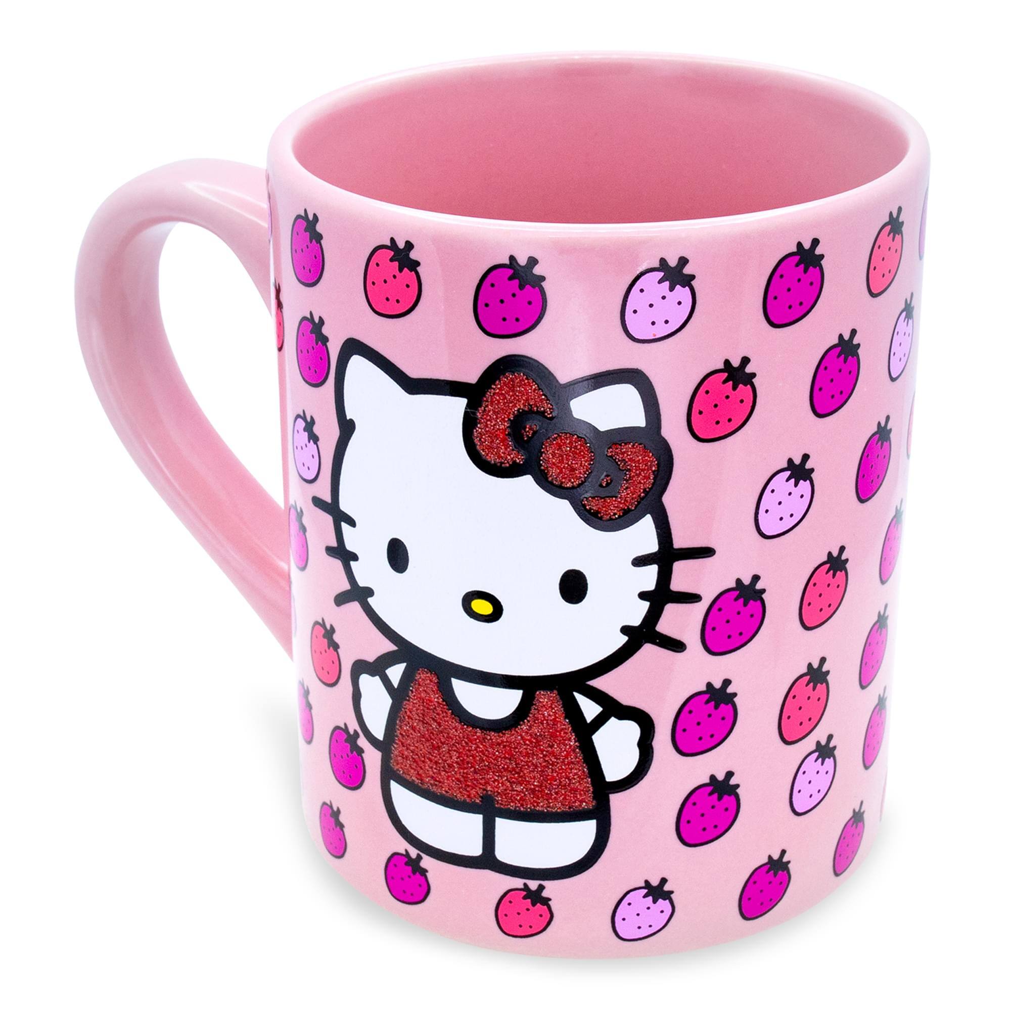 Alt View 1. Silver Buffalo - Sanrio Hello Kitty Glitter Strawberry Ceramic Mug | Holds 14 Ounces - Pink.