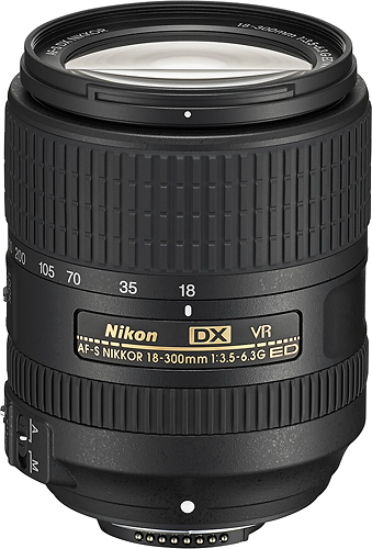 Nikon - AF-S DX NIKKOR 18-300mm f/3.5-6.3G ED VR Telephoto Zoom Lens for Select DX-Format DSLR Cameras - Black